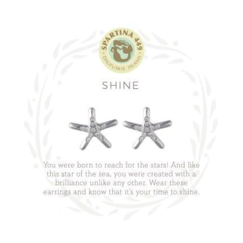 Spartina Sea La Vie Starfish Stud Earrings Shine - Silver