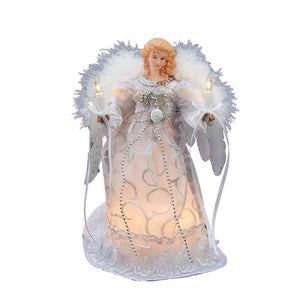 Kurt S. Adler, Inc. - UL 10/L 9"WHITE/SILV ANGEL TREE TOPPER