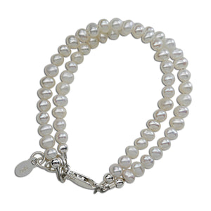 Cherished Moments - Kids Sterling Silver Double Strand Child's Pearl Bracelet: Large 6-12 Years