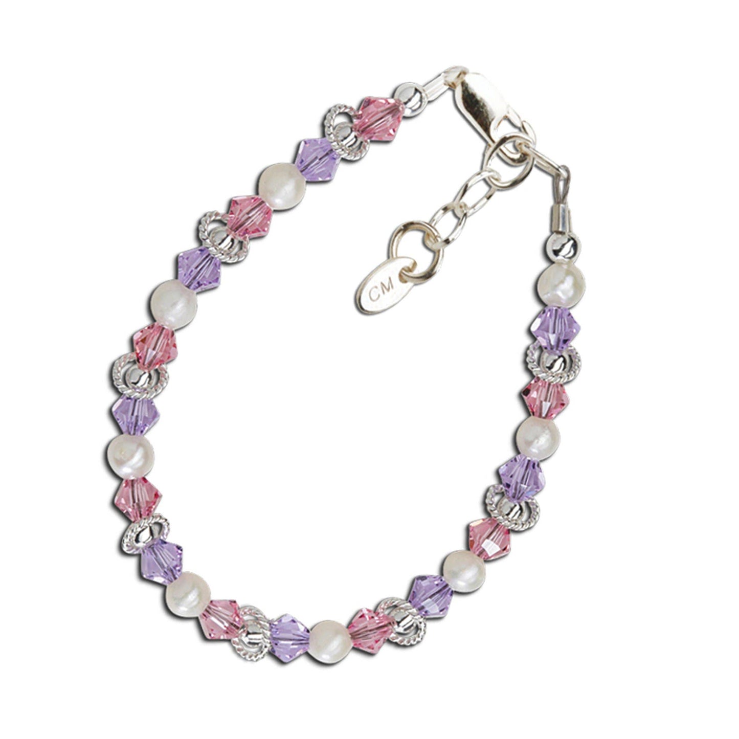 Cherished Moments - Girls Sterling Silver Multi-Color Pearl Baby & Kids Bracelet: Medium 1-5 Years