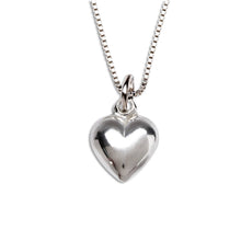 Load image into Gallery viewer, Cherished Moments - Sterling Silver Girls Puff Heart Necklace for Valentine Gift: BCN-32 Puff Heart 14&quot;   $12.00
