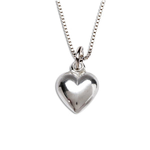 Cherished Moments - Sterling Silver Girls Puff Heart Necklace for Valentine Gift: BCN-32 Puff Heart 14"   $12.00