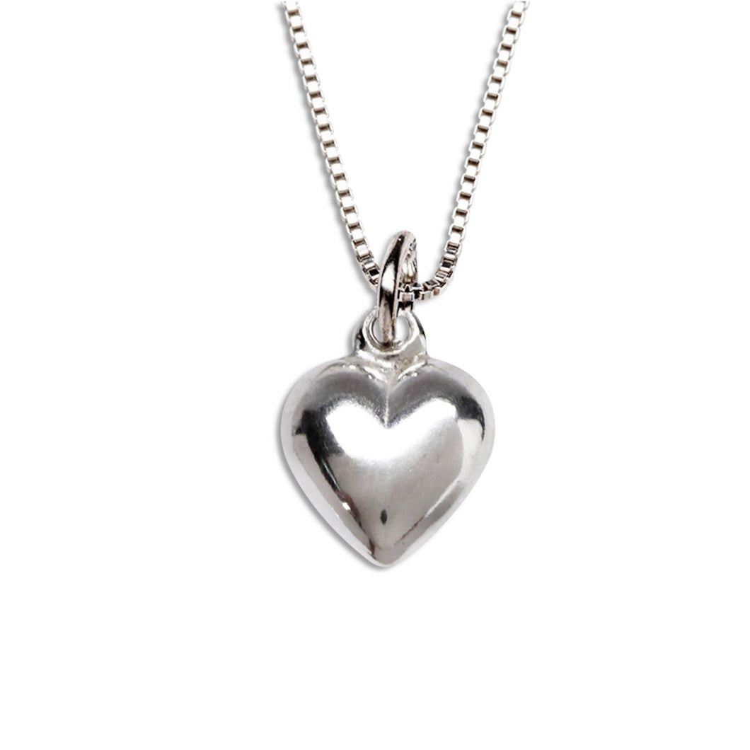 Cherished Moments - Sterling Silver Girls Puff Heart Necklace for Valentine Gift: BCN-32 Puff Heart 14