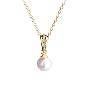 Cherished Moments - Girls 14K Gold-Plated White Pearl Pendant Necklace for Kids: 16-18 inch