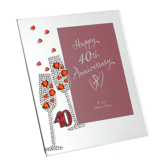 WIDDOP and Co. - Anniversary Mirror Frame 4" x 6" Flute/Crystal 40th *(36/24)