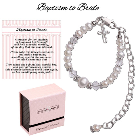 Cherished Moments - Baptism to Bride™  Baby Cross Bracelet Gift for Baby Girl