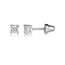 Load image into Gallery viewer, Cherished Moments - Sterling Silver Clear CZ Stud Earrings for Baby and Children
