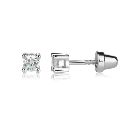 Cherished Moments - Sterling Silver Clear CZ Stud Earrings for Baby and Children