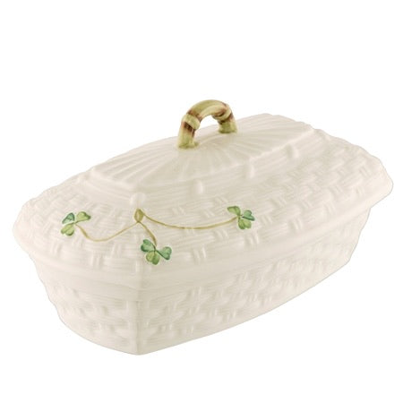 Belleek 1329 Shamrock Butter Dish