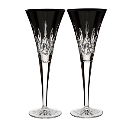 Waterford Lismore Black Toasting Flutes, Pair