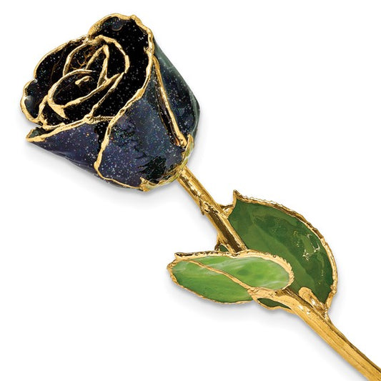 Rose Lady Gold Trimmed Black Rose with Glitter